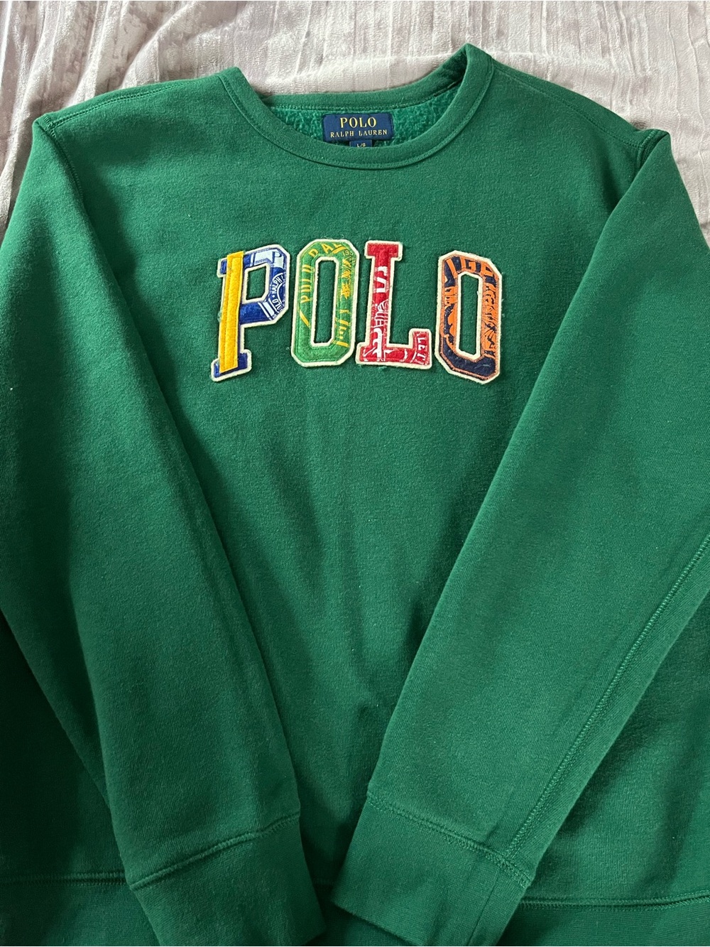 Polo by Ralph Lauren Green Crewneck with Multi-Color POLO Appliqué